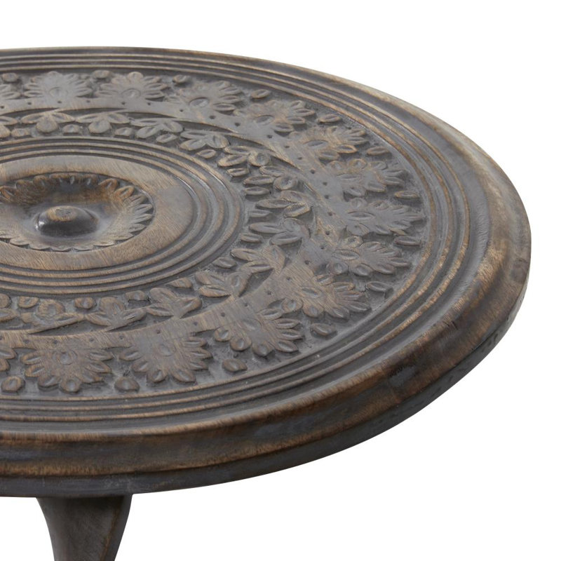Table d'appoint anthracite en bois sculpté à la main Anthea