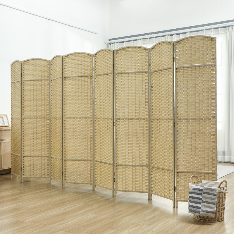 Paravent, écran d'intimité pliable à 8 panneaux, cloison autoportante de 5,6 pi de hauteur pour bureau à domicile, chambre à coucher, beige