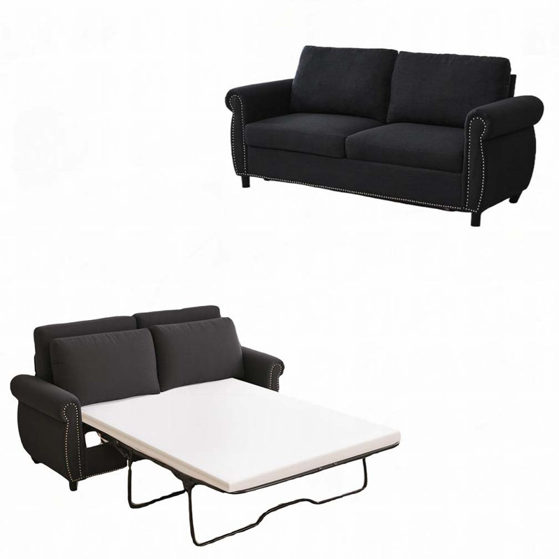 Canapé-lit 2 places avec canapé-lit et matelas, Gris foncé