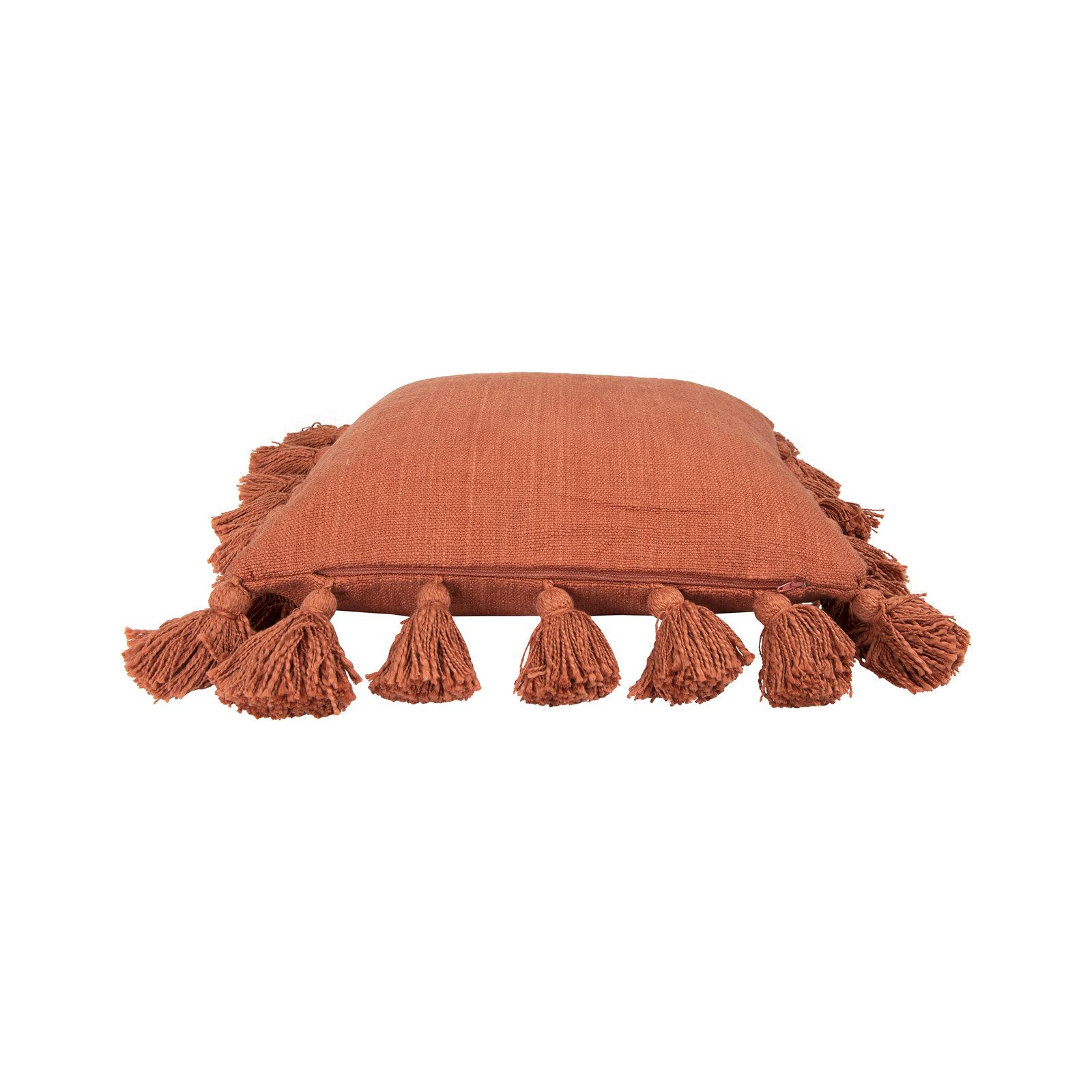 Astraeus Tassels Cotton Throw Pillow, Russet