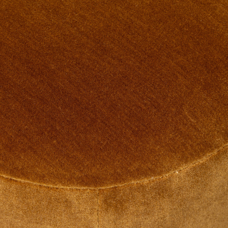 BILBURY Round Ottoman, Monte Tobacco Mohair Velvet