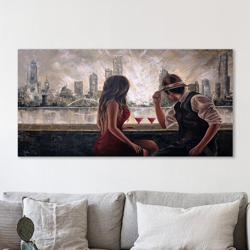 «Drinks by the Yarra» par Isabella Karolewicz - reproduction sur toile tendue, H 18 po x l 36 po
