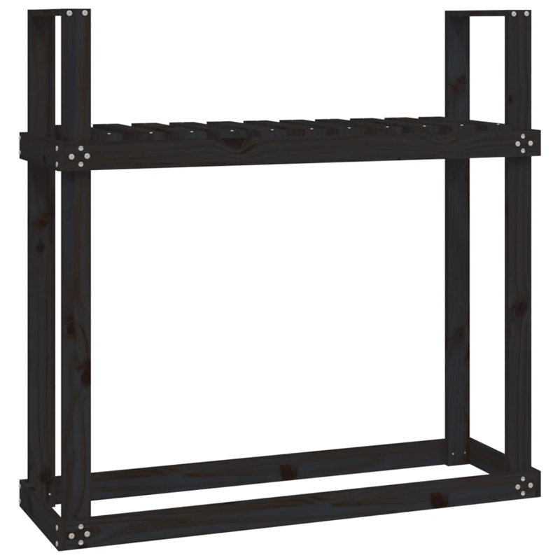 Firewood Rack 110x35x108.5 cm Solid Wood Pine, Black