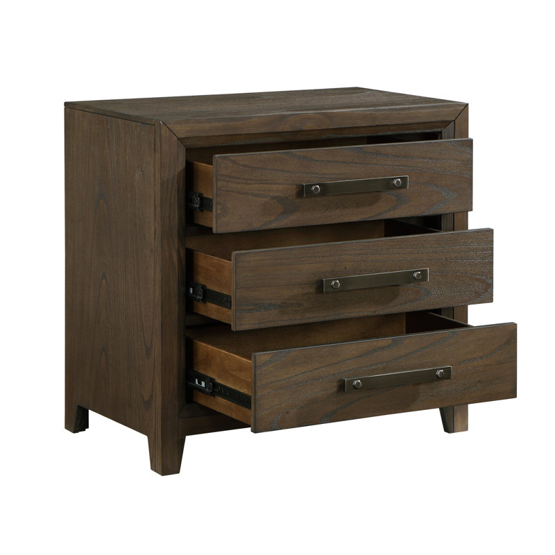 Table de chevet 3 en noyer foncé