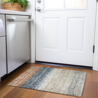 Machine Washable Indoor/Outdoor Cicel ACN1147 Brown Rug