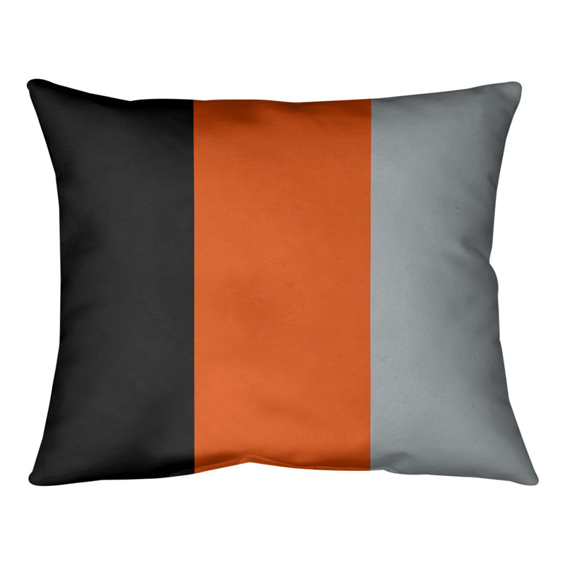 Reversible Throw Pillow, 14" x 20", Black/Orange/Gray