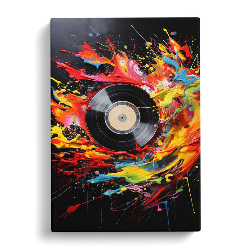Vinyl Record Action Painting - Print, 76cm H x 50cm W x 3cm D
