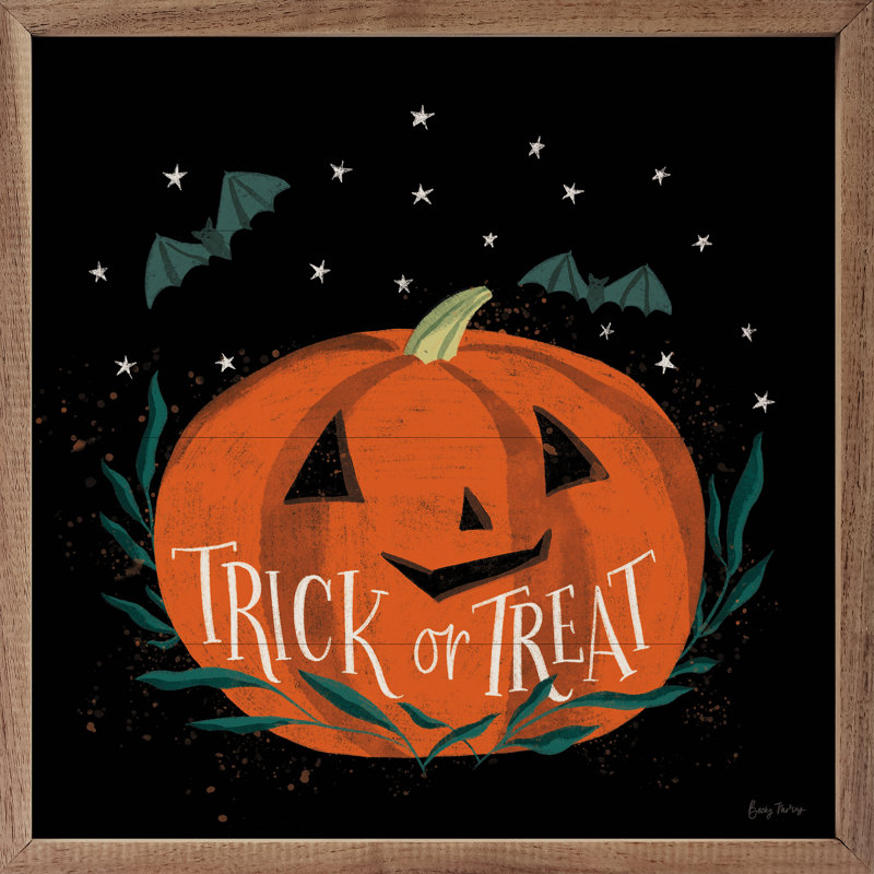 «Cute Halloween II Trick By Becky Thorns» sur bois, H 8 po x l 8 po