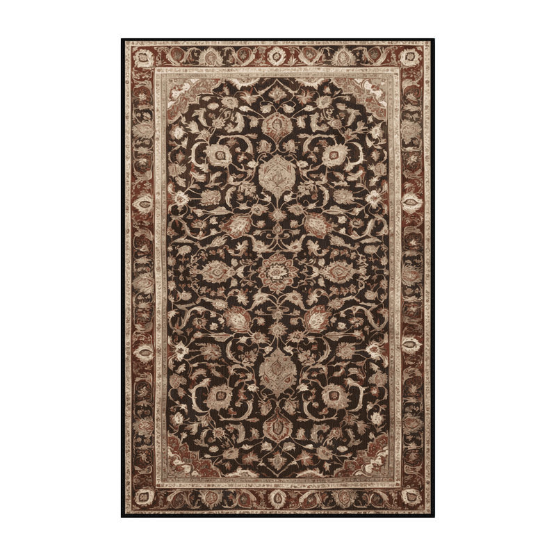 Tapis persan noir lavable à la machine, Rectangulaire 2 pi x 3 pi