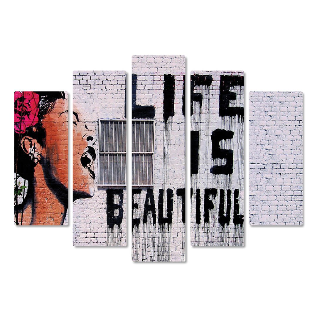 5-tlg. MDF-Bilder-Set Life is Beautiful von Banksy