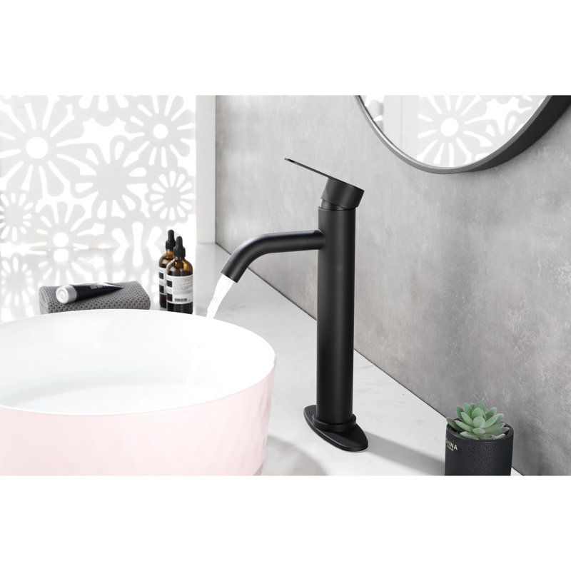 Bathroom Sink Faucet - Matte Black Single Handle Deck Mounted For 1 Hole Modern Mount In, Matte Black