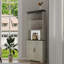 Armoire de rangement d'angle de 70,86 po de hauteur avec portes en verre et dossier en miroir-130670313