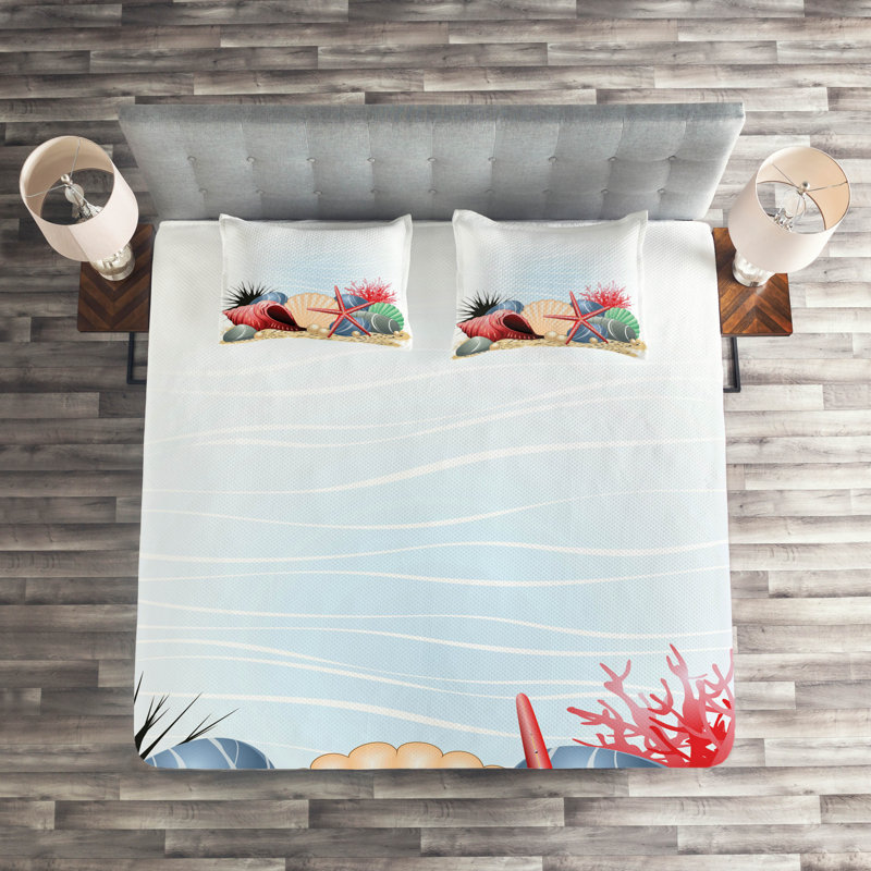 Pearls Coastal Polyester Coverlet, Queen Bedspread + 2 Shams