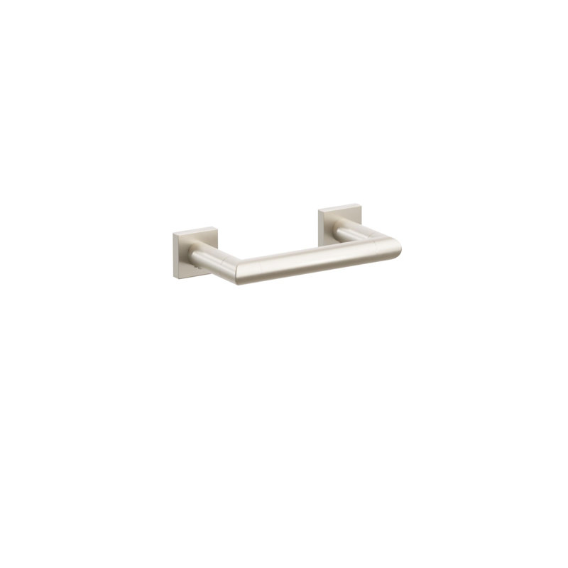 Emtek Modern Tubular Paper Holder - Pivoting Double Post w/ Small Square Rosette, Satin Nickel