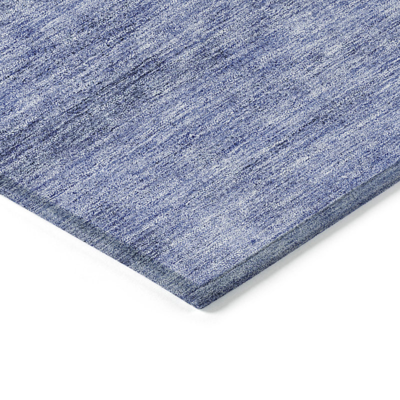 HomeRoots 3' X 5' Navy Blue And Sky Blue Abstract Washable Indoor Outdoor Area Rug