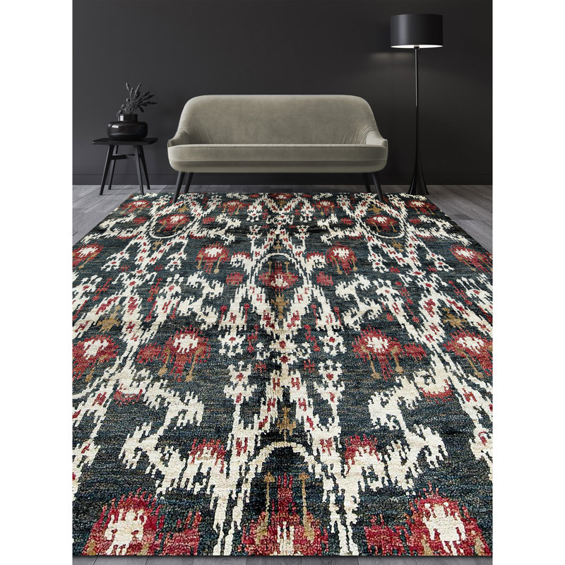 Hand-Knotted High-Quality Dark Green Area Rug