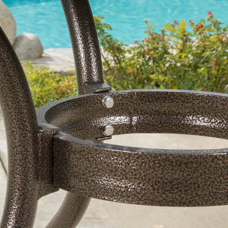 Beaufort Square Metal Outdoor Dining Table With Umbrella Hole , 36.5'' in. W 36.5'' in. D, Hammered Bronze