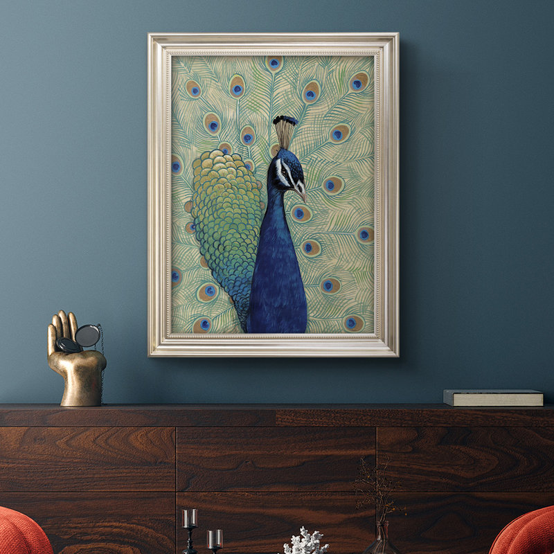 «Blue Peacock I» - impression sur toile encadrée, L 21 po x H 25 po