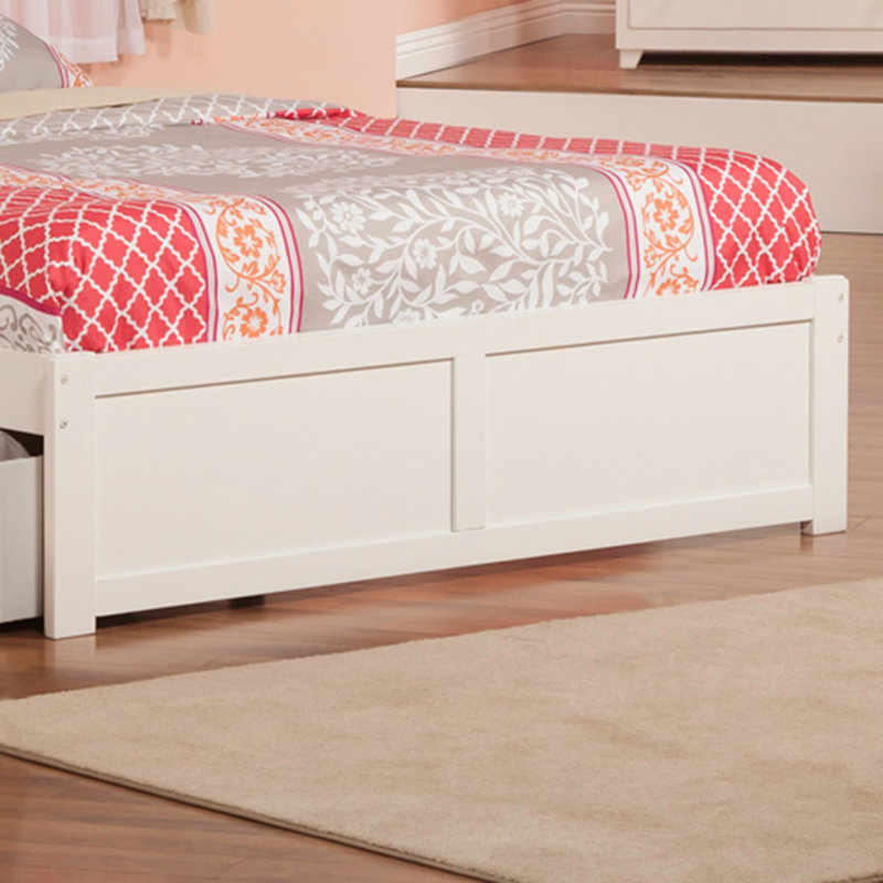 Concorde Solid Wood Storage Platform Bed with Footboard and Under Bed Drawers, Queen, White