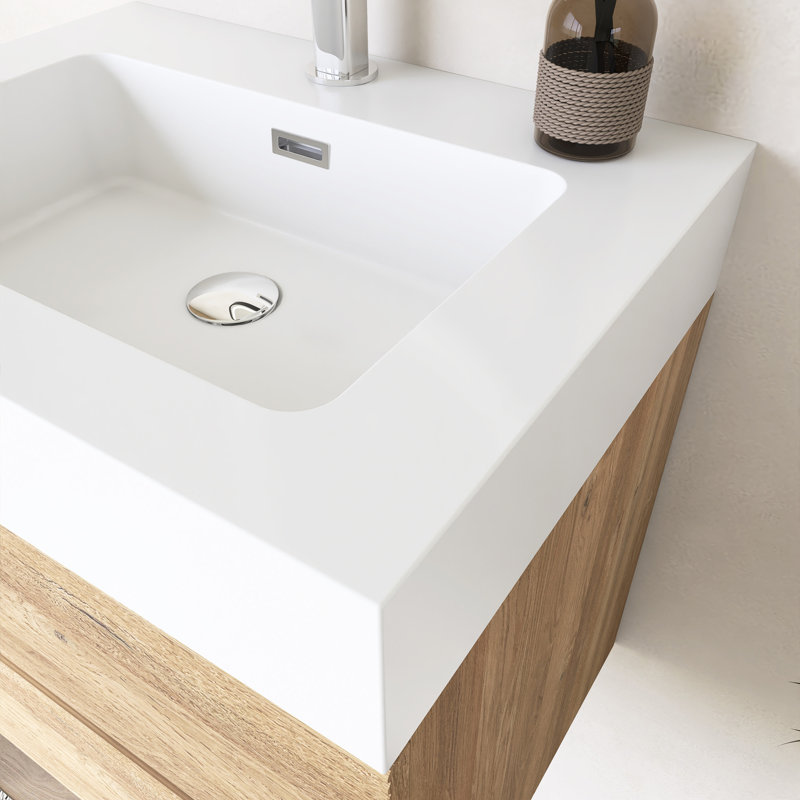 Meuble-lavabo mural 24 po avec lavabo à surface solide intégré, 24"