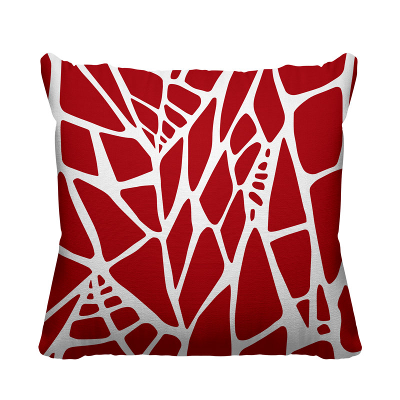 Coussin intérieur / extérieur Rodman Tribal Abstract, L 15 po x H 15 po, Rouge