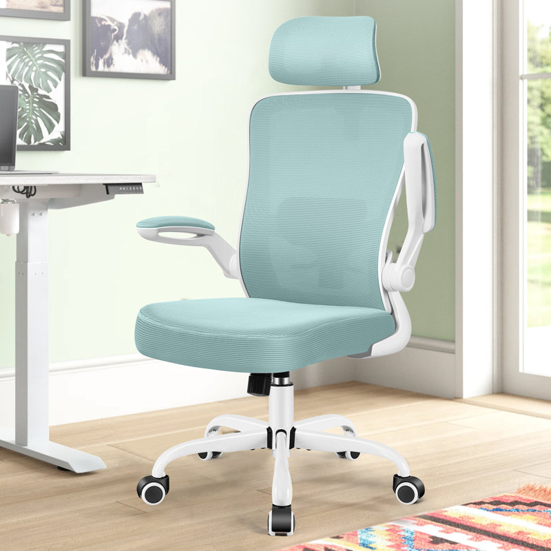 Everdene Office Ergonomic Task Chair, Light Blue, White