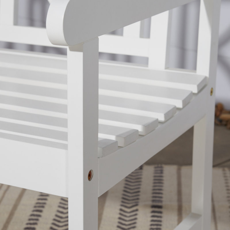 Banc d'extérieur Asmaa, banc de patio, banc de véranda, banc d'extérieur blanc