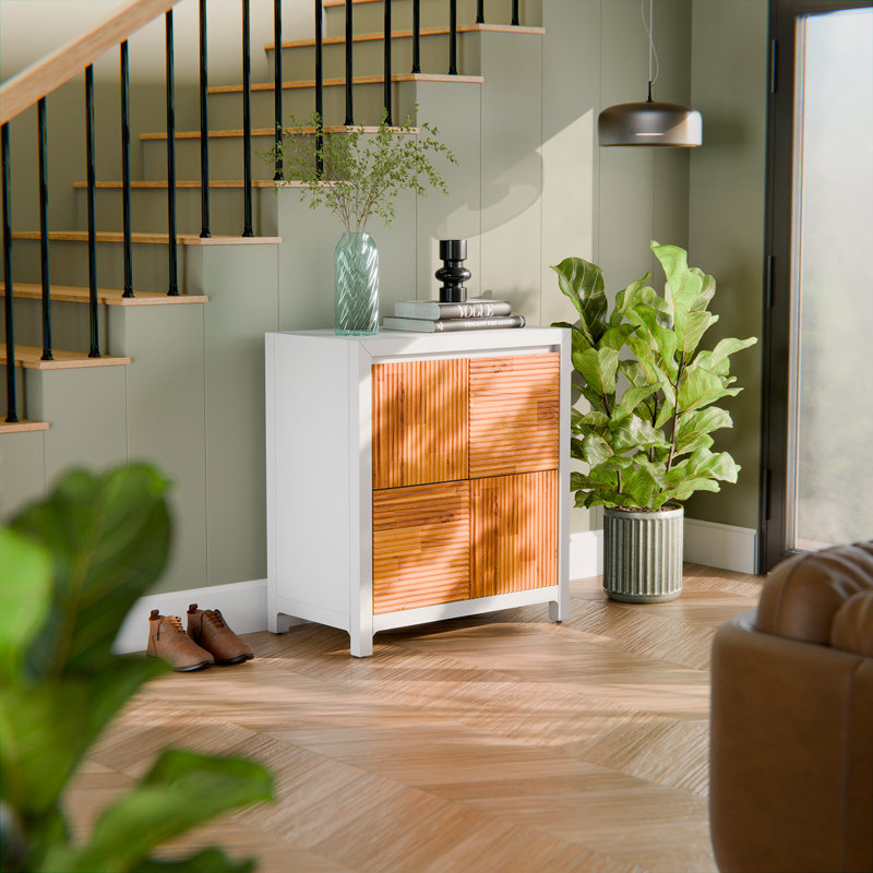 Vivian Jade 27.99" Solid Wood Sideboard, Blanc