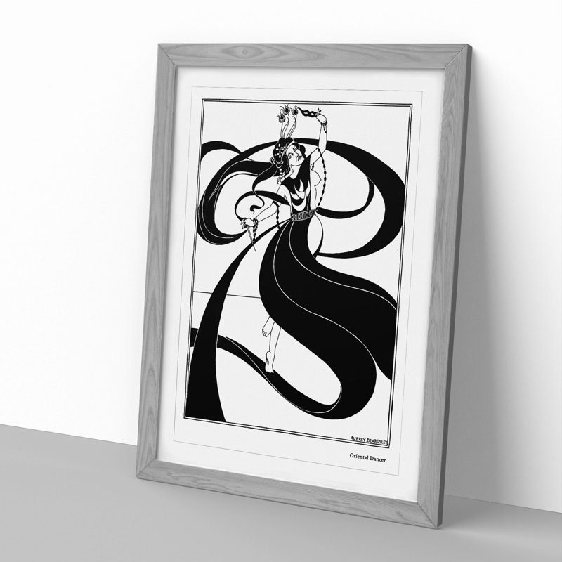 Oriental Dancer by Aubrey Beardsley - Picture Frame Painting, 48cm H x 36cm W x 2cm D, Oak Framed