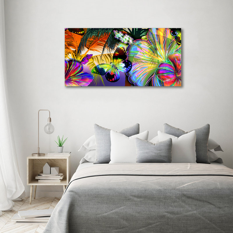 Flowers And Butterfly - Wrapped Canvas Print