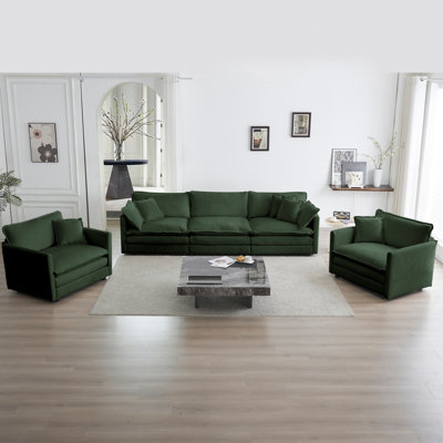 Ensemble de canapés modernes 3, 1 + 1 + 3 sièges, fauteuil d'appoint, causeuse et accoudoirs ronds à trois places