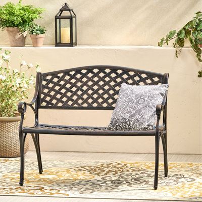 Banc en fonte d'aluminium, cuivre antique - idéal pour l'extérieur, pour deux personnes