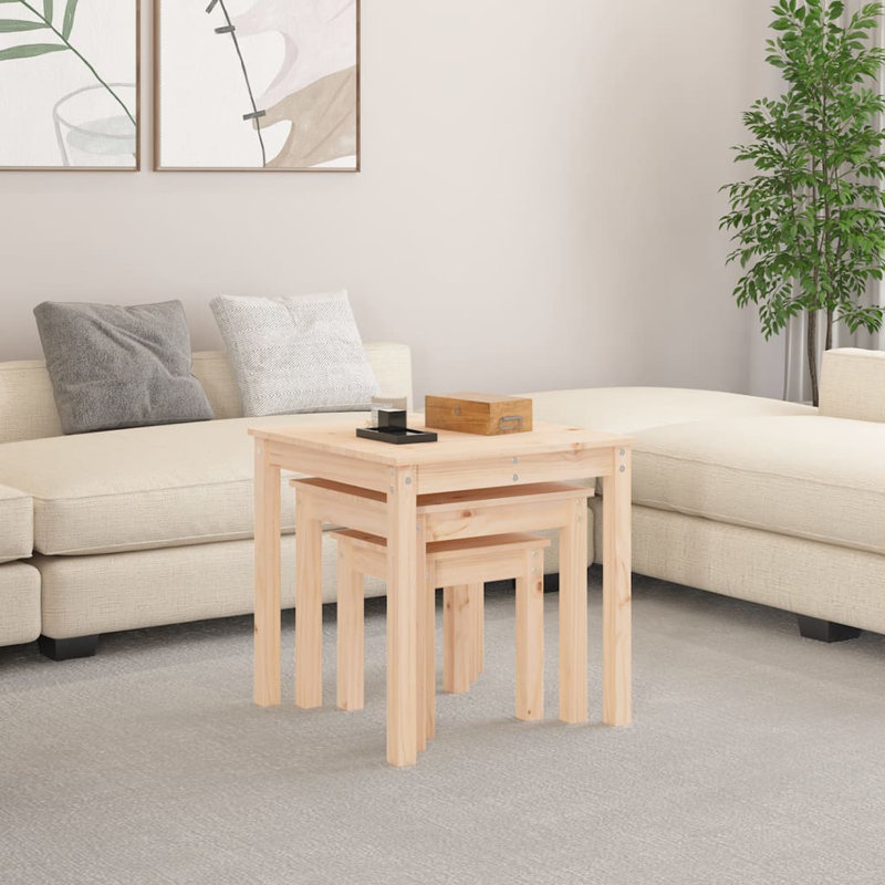 Bernards Solid Wood Nesting Tables, Light Brown