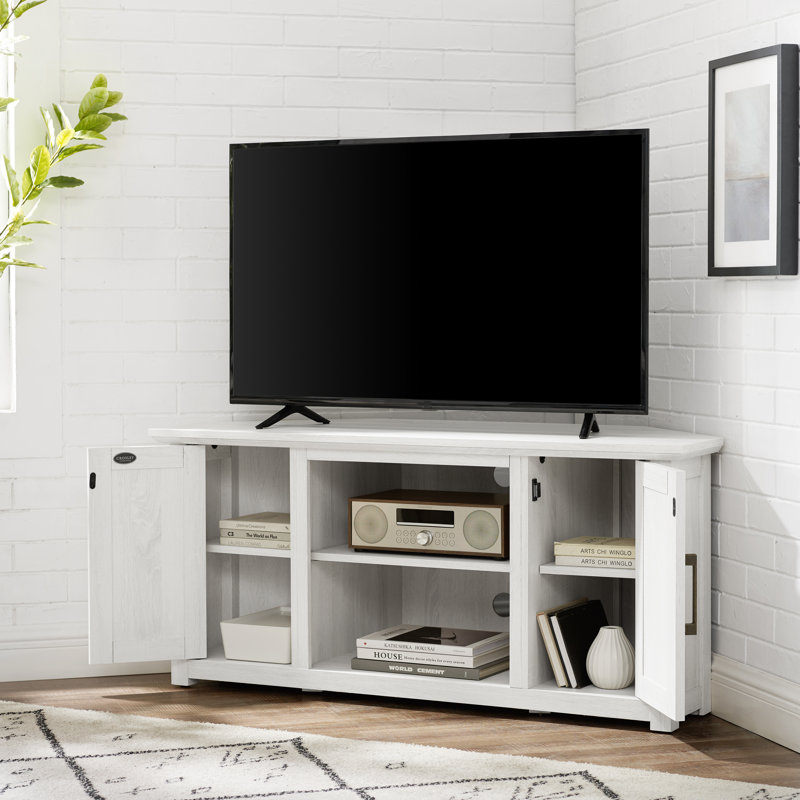 Meuble télé de coin pour téléviseur de 50 po ou moins Rozier, Blanc délavé