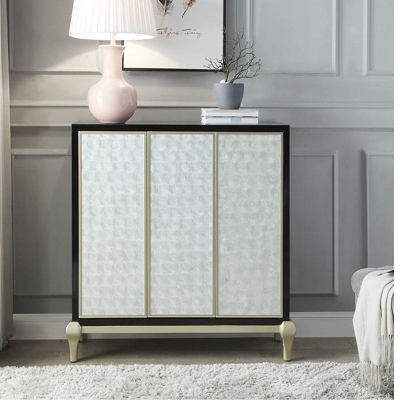 Sea Shell Decorative Minimalist Storage Cabinet Solid Wood Accent Cabinet