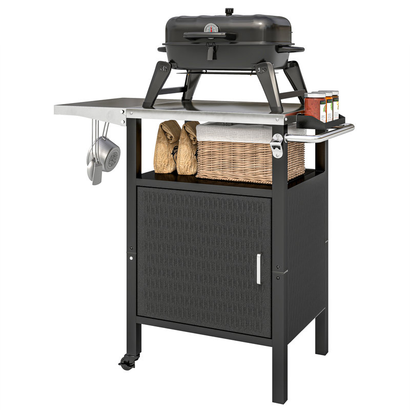 Support pour four à pizza pour l'extérieur avec chariot en acier inoxydable, argent
