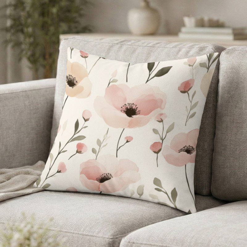 Coussin Floral, H 18 po x l 18 po