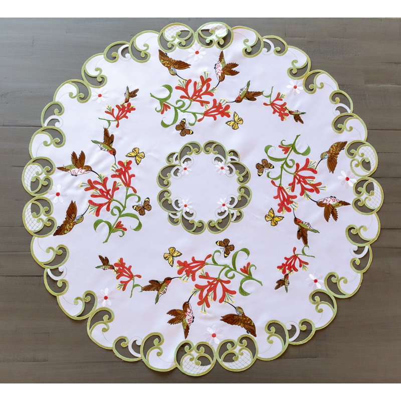 Decorative Round Table Topper With Hummingbirds (34" Round)