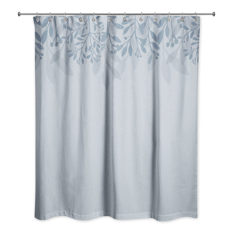 Rideau de douche simple à motif floral, Bleu