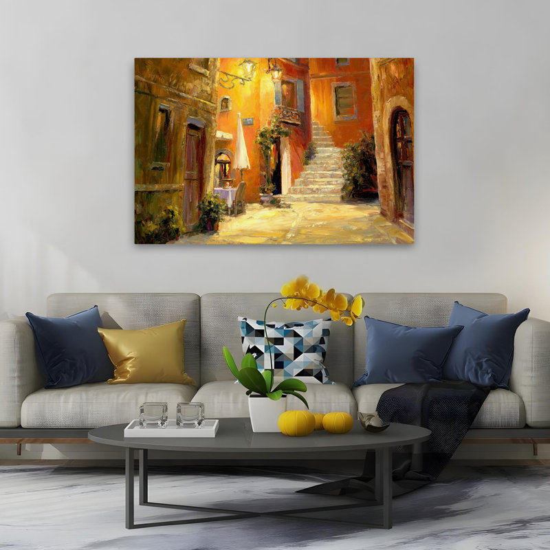 Allée lumineuse - Paysages, café, Europe, France, art urbain, H 40 po x l 60 po