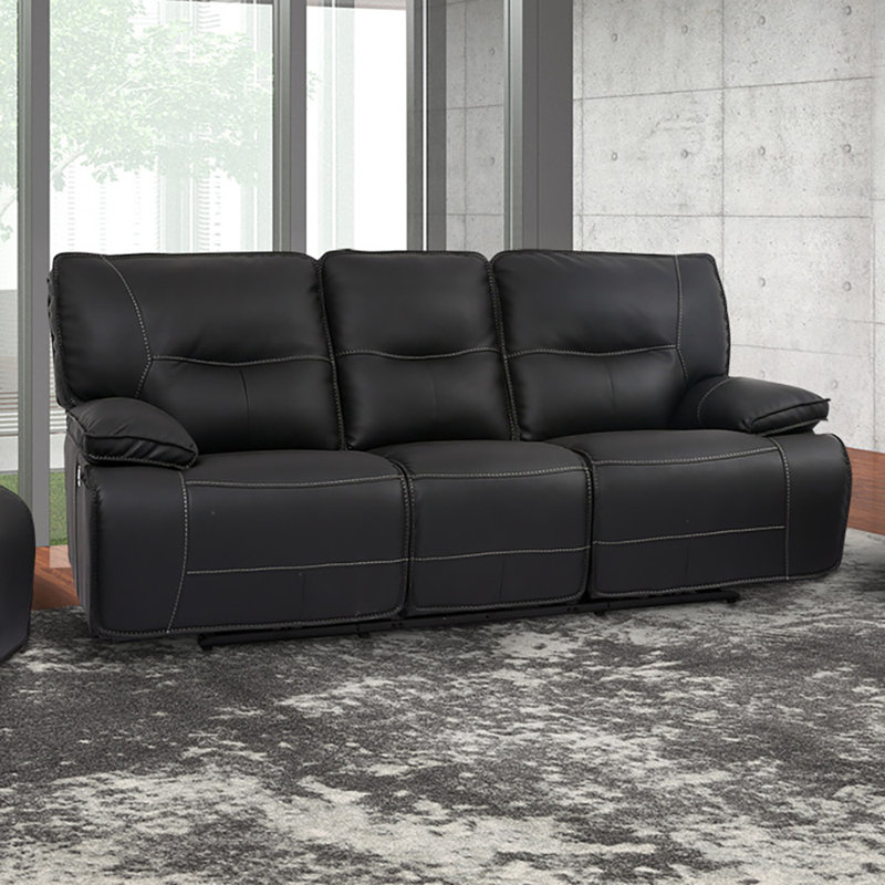 Pomona Upholstered 88'' Power Reclining Sofa, Black