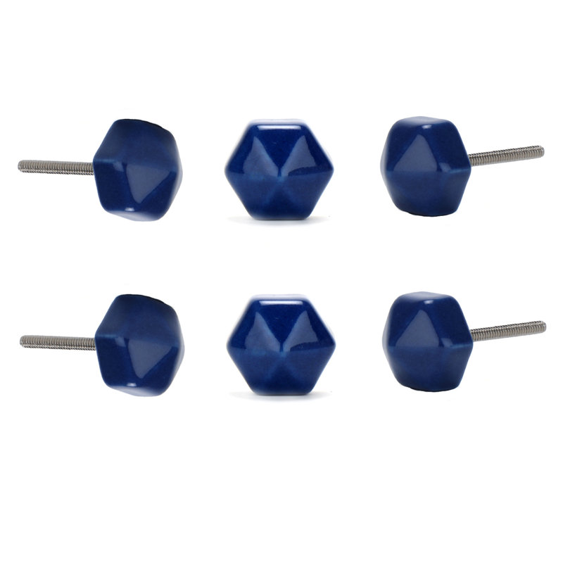 1.25" Length Geometric Knob Multipack, Blue