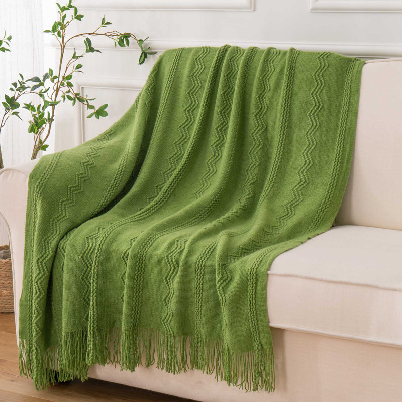 Jeté de lit décoratif de style bohème pour le salon de 50 po x 60 po, Vert