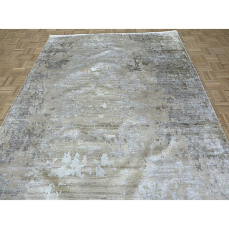 Tapis oriental moderne brun noué à la main 6 pi 2 po x 9 pi 1 po AACA09F382FE40528F607D2D510B5082