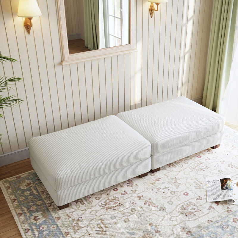 Maelina 110.7Cm Wide Square Standard Ottoman, Beige