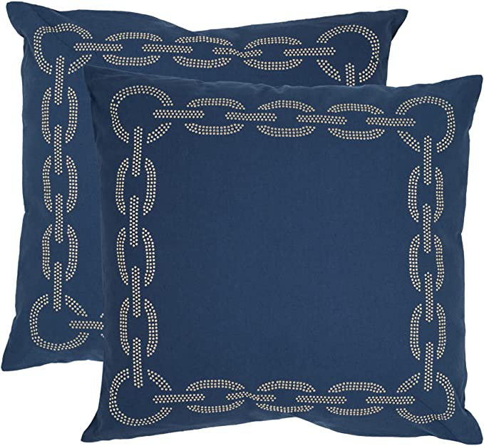Abstract Reversible Throw Pillow, 22" x 22", Blue