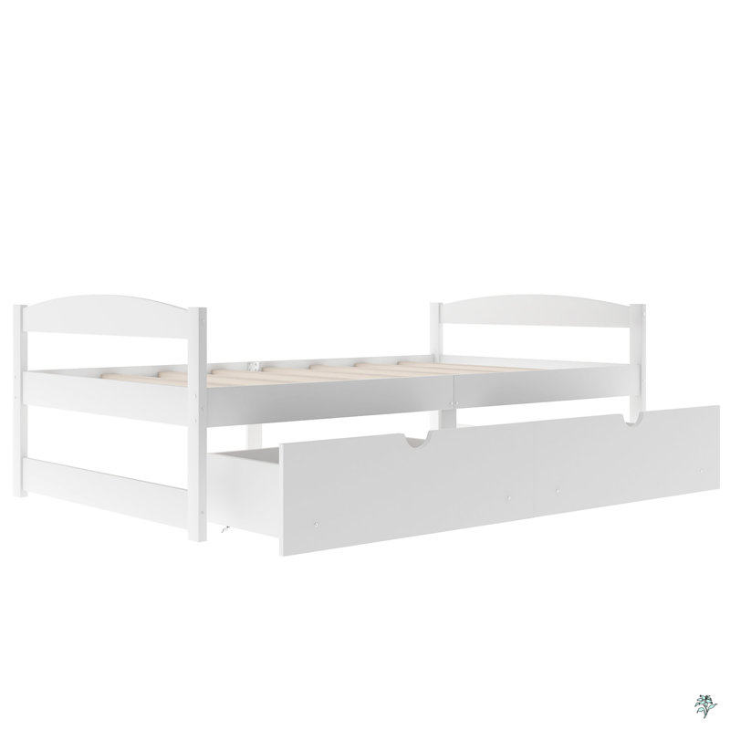 Lit plateforme simple avec deux tiroirs, Blanc