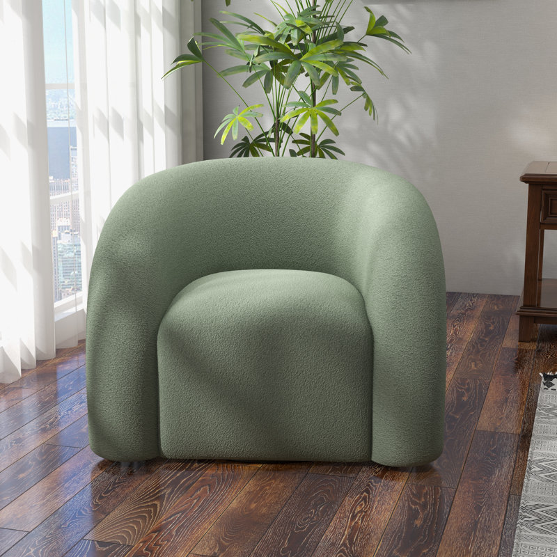 Fauteuil demi-tonneau pivotant rembourré Coyle, Polyester vert, 1