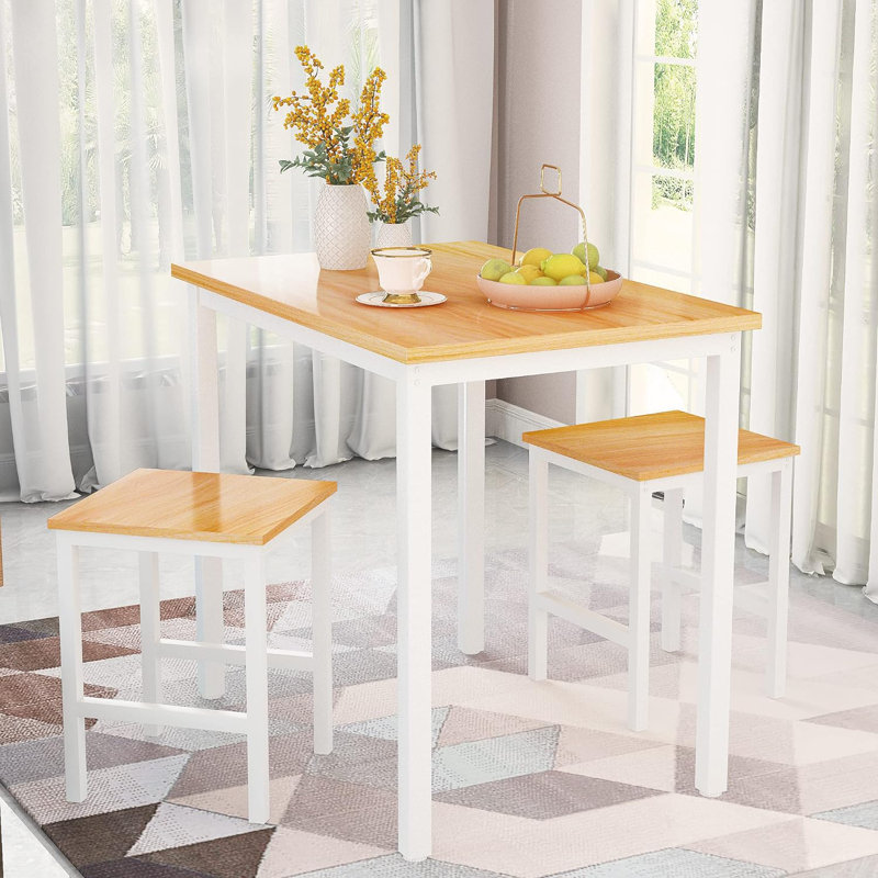 Decima Four Leg Dining Set, Beige/White, White, Beige