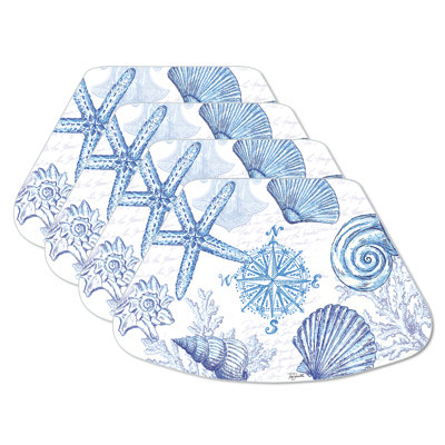 Dagenham Coastal Sketch 4 Piece Wedge Shaped Placemat Set